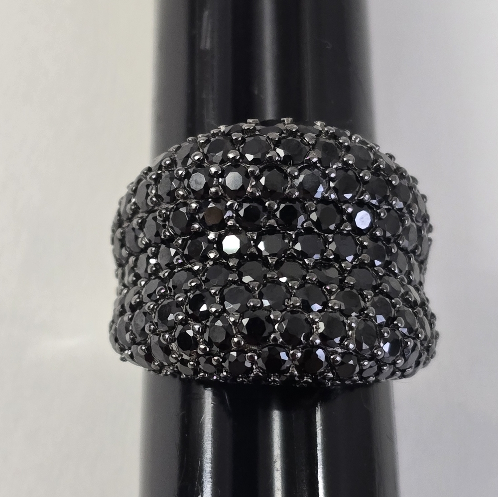 Sterling Silver 925 Bold Black Onyx Textured Ring
